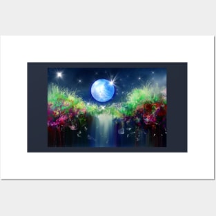 Cosmic Night Landscape - Abstract Art Posters and Art